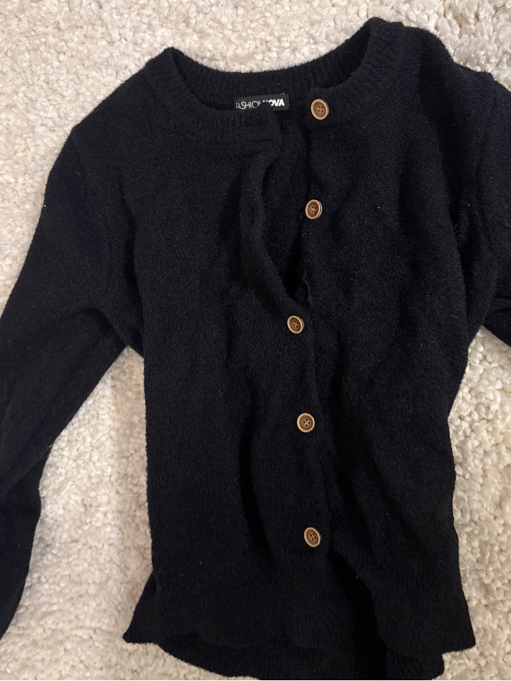 Fuzzy knit button up cardigan